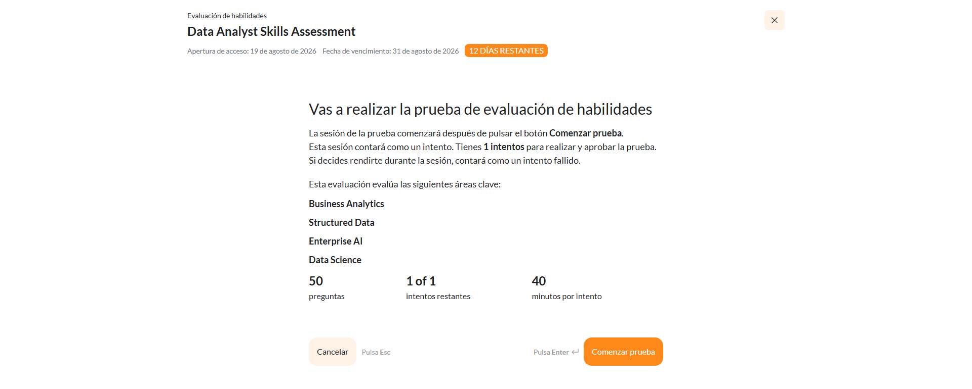 Comprobar cuántos intentos tienes