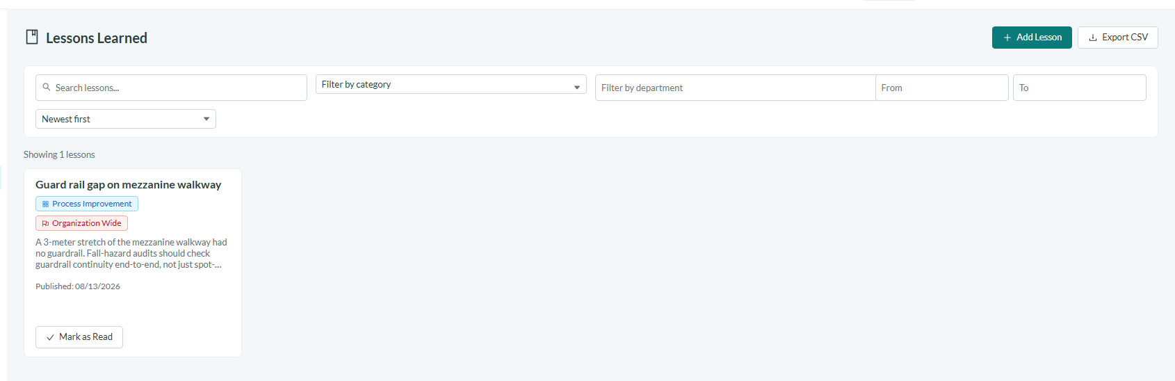 Browse and filter the central library