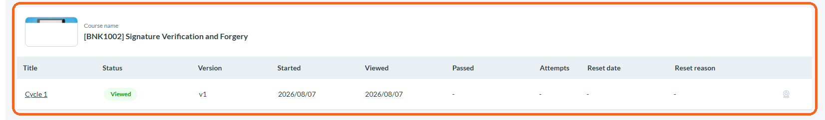 Understanding the Course Cycles Details Page