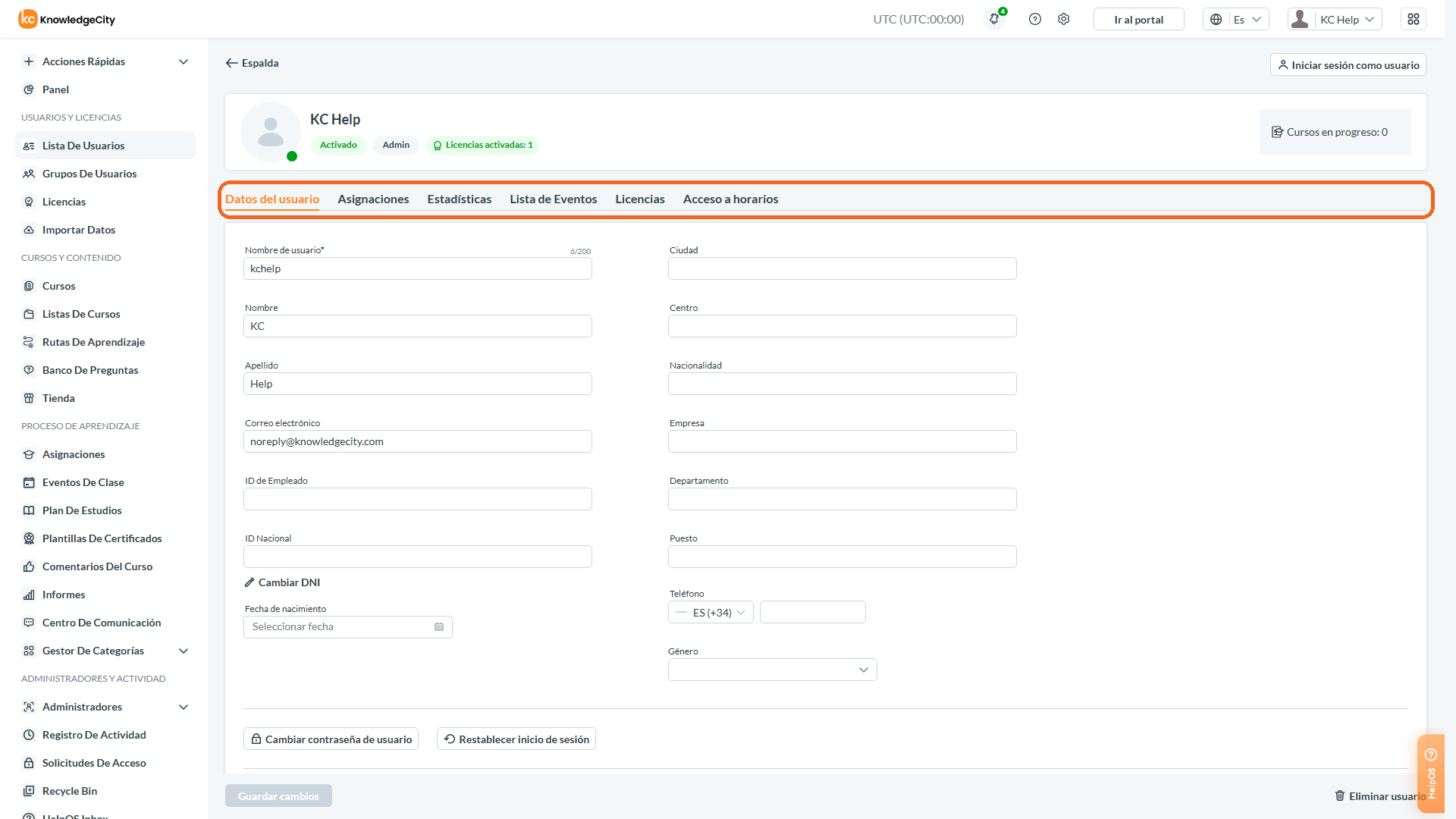 Paso 5: Revisar los Datos del Perfil y las Opciones de Configuración del User Profile