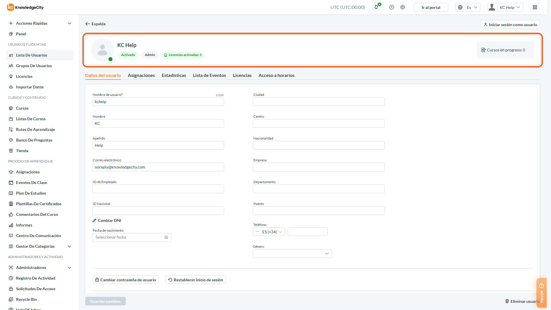 Acceder al User Profile