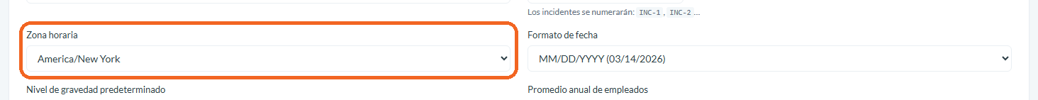 Configura la zona horaria
