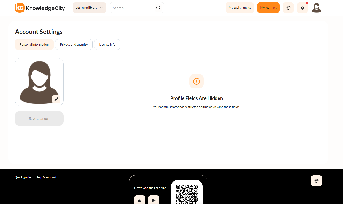 The Profile Fields Are Hidden message