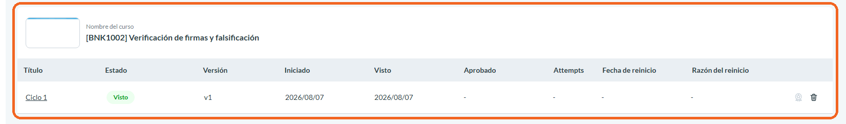 Eliminar y Restaurar un Course Cycle
