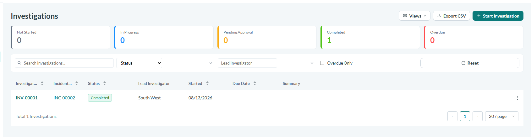 Watching your caseload from the investigations list