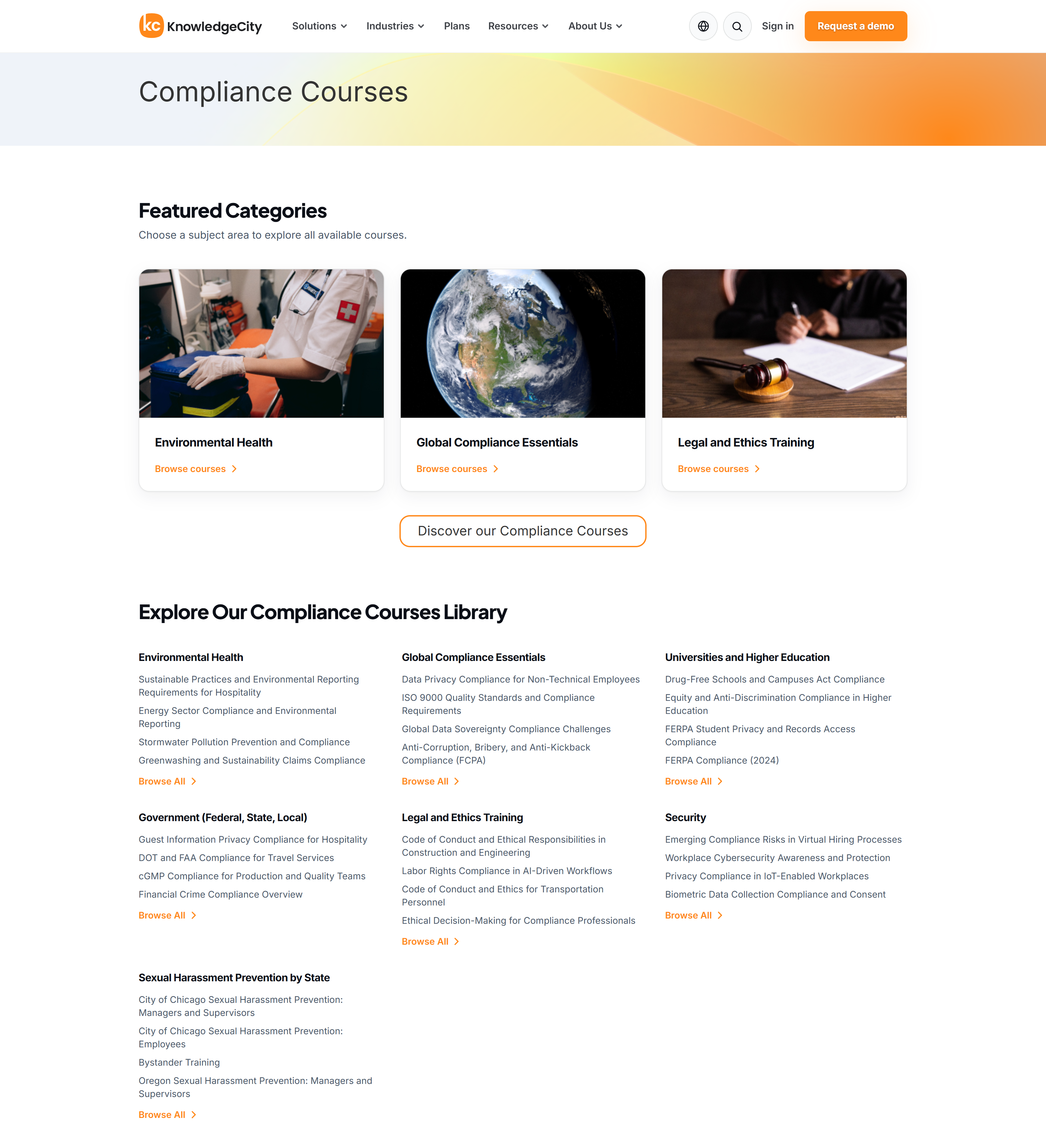 The Compliance Courses category page