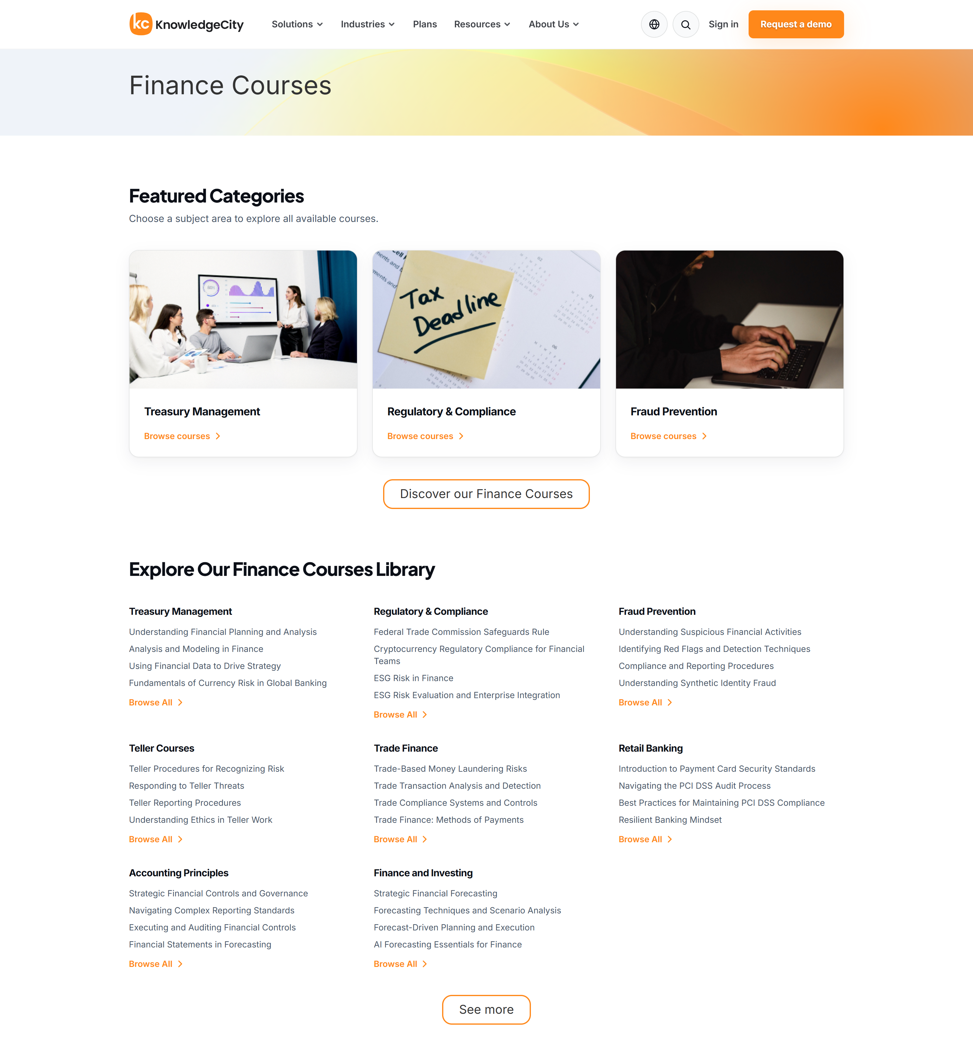The Finance Courses category page
