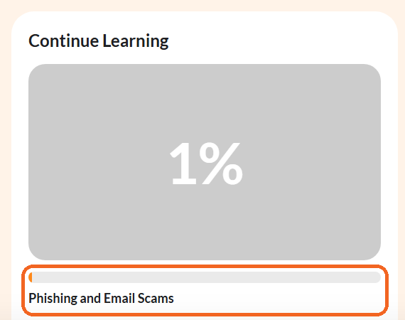 The Continue Learning panel on My learning