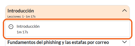 Un capítulo expandido en la pestaña Content