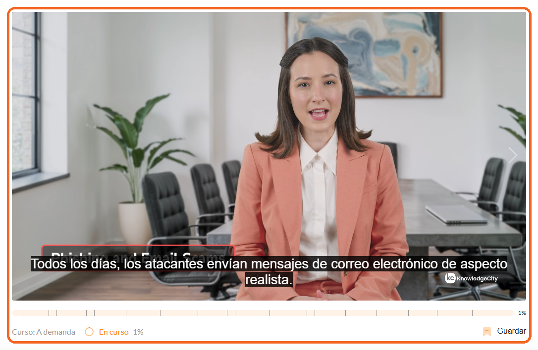 Una lección en reproducción en el reproductor del curso