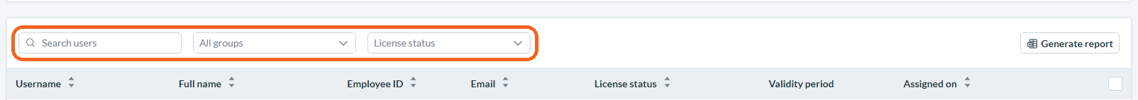 Searching for Licensed Users