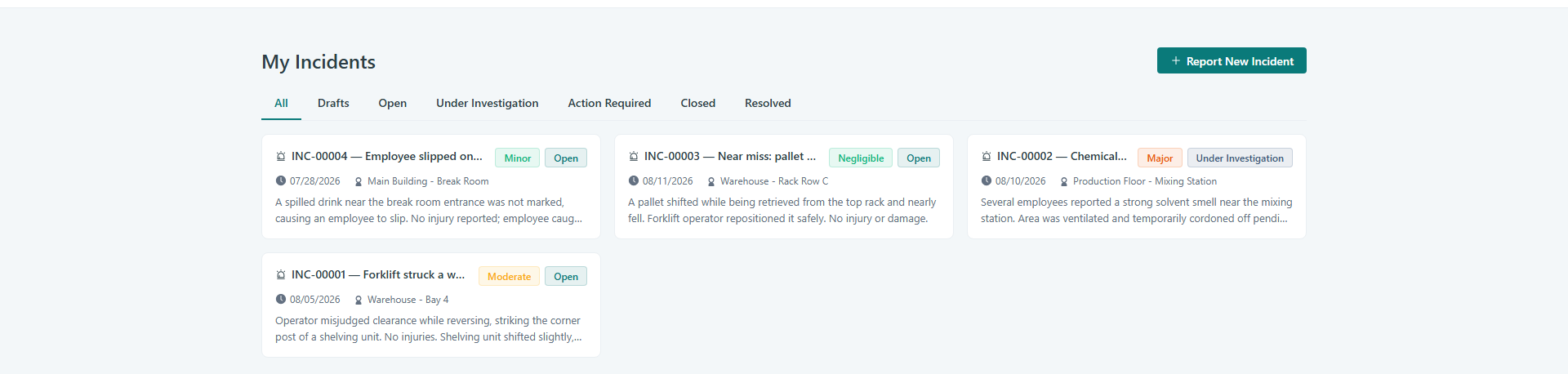 Open the My Incidents page