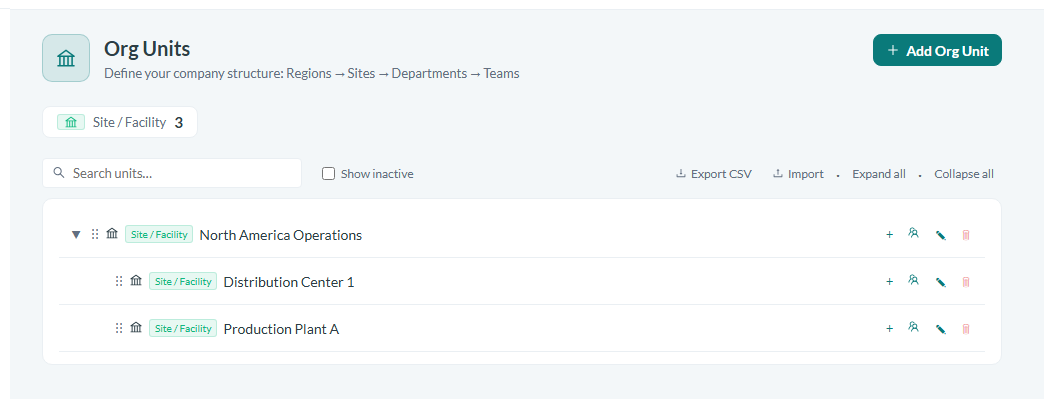 Build the org unit tree