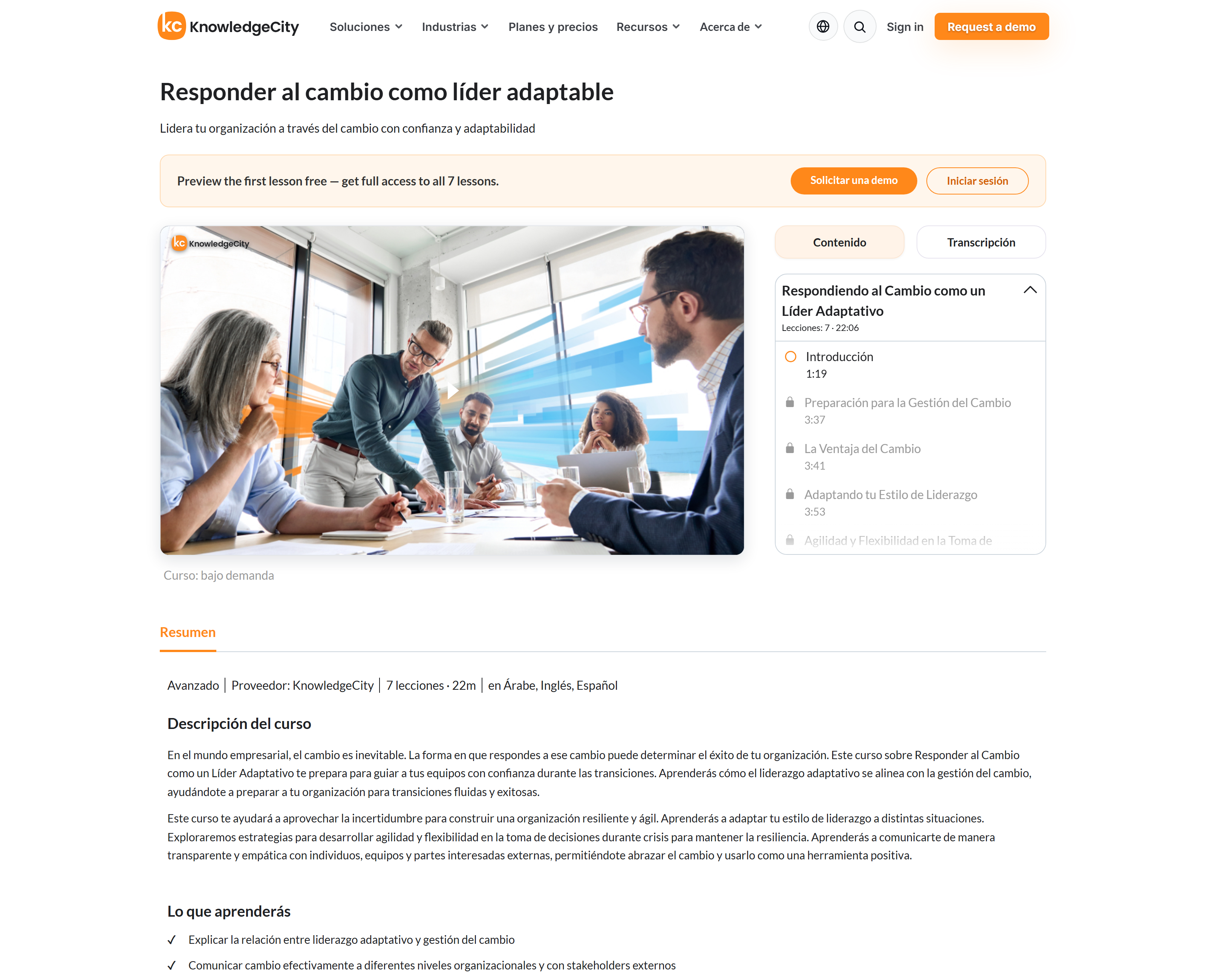 Abrir una página de curso pública