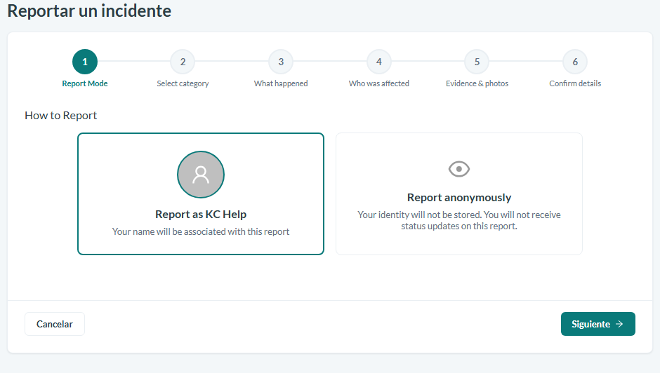 Elegir tu modo de reporte