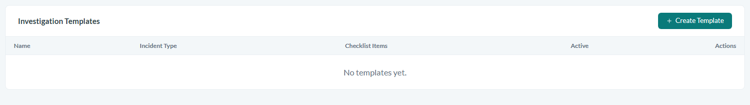 Opening the Investigation Templates settings