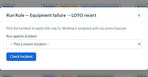Run a Manual rule against an incident