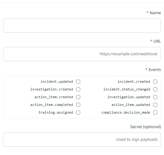 إنشاء webhook