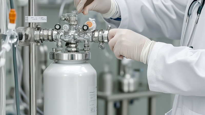 Cilindros de gas comprimido en entornos sanitarios